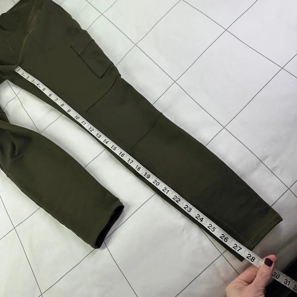 Alo Leggings Womens Small Green High Waist Cargo Utility Stretch Sculpt Gym Yoga